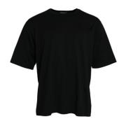 Zwarte reliëf logo ronde hals T-shirt Dolce & Gabbana , Black , Heren