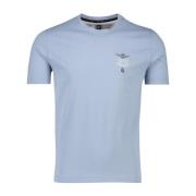 Lichtblauw Ronde Hals T-shirt Aeronautica Militare , Blue , Heren