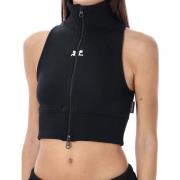 Zwart Cropped Vest Topwear Courrèges , Black , Dames