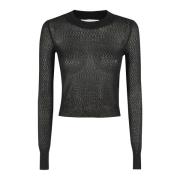 Cropped Crewneck Sweater Ami Paris , Black , Dames