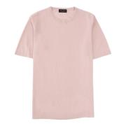 Geborduurde Gebreide T-shirt Roberto Collina , Pink , Heren