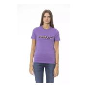 Paarse Crew Neck T-shirt met Front Print Baldinini , Purple , Dames