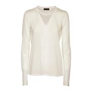 Witte Sweater Girocollo ML Roberto Collina , White , Dames