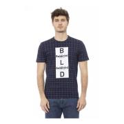 Blauw Katoenen T-Shirt met Voorprint Baldinini , Blue , Heren