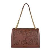 Bloemen Leren Crossbody Tas Baldinini , Brown , Dames