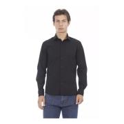 Zwarte Slim-Fit Overhemd met Italiaanse Kraag Baldinini , Black , Here...