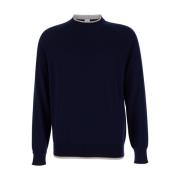 Merino Dubbele Hals Sweaters Eleventy , Blue , Heren