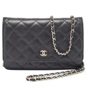 Pre-owned Leather wallets Chanel Vintage , Black , Dames