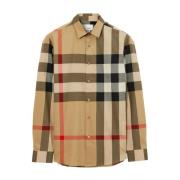 Archief Beige Geruite Overhemd Burberry , Multicolor , Heren