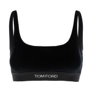 Zwart Velours Signature Bralette Top Tom Ford , Black , Dames