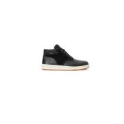 Zwarte Leren Sneakers Ralph Lauren , Black , Heren