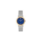 Elegante Analoge Horloge met Blauwe Wijzerplaat Versace , Gray , Dames