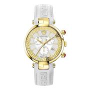 Luxe Chronograaf Leren Horloge Versace , White , Dames