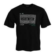 Zwarte Crew Neck T-shirt met Love Always Print Dolce & Gabbana , Black...