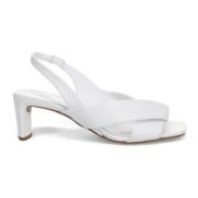 Witte Leren Gekruiste Banden Sandalen DEL Carlo , White , Dames