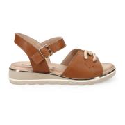 Bruine Leren Sandalen Sangiorgio , Brown , Dames