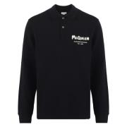 Emb Graffiti Ls Polo Alexander McQueen , Black , Heren