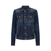 Denim Jack Slim Fit Contraststiksels Dsquared2 , Blue , Heren