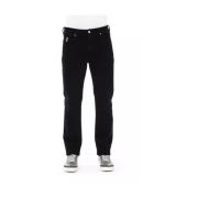 Zwarte Katoenen Logo Knoop Jeans Baldinini , Black , Heren