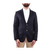 Blauwe Linnen Blazer Jas Gianni Lupo , Blue , Heren