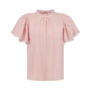 Elegante Top met Ruches en Kant Amaya Amsterdam , Pink , Dames