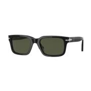 Vierkante zonnebril met groene lenzen Persol , Black , Unisex