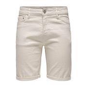 Ecru Denim Shorts Only & Sons , Beige , Heren