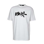 Wit Regular Fit Katoenen T-Shirt Karl Lagerfeld , White , Heren