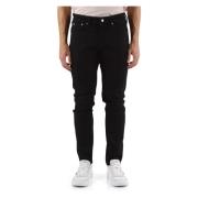 Regular Taper Jeans Vijf Zakken Calvin Klein Jeans , Black , Heren