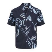 Resort Korte Mouw Overhemd Bloemendesign Jack & Jones , Blue , Heren