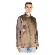 Satijnweefsel Klassieke Kraag Shirt Martine Rose , Brown , Heren