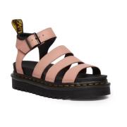 Roze Leren Gesp Sandalen Open Teen Dr. Martens , Pink , Dames