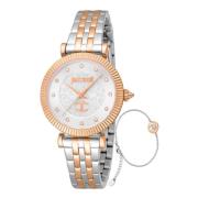 Dames Roestvrijstalen Analoge Horloge Just Cavalli , Gray , Dames