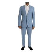 Italiaans Slim Fit 2-Delig Pak Dolce & Gabbana , Blue , Heren