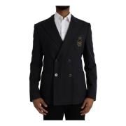 Donkerblauwe Crown Bee Blazer Dolce & Gabbana , Blue , Heren