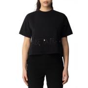 Zwart Katoenen T-shirt en Polo Set Elisabetta Franchi , Black , Dames