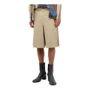 Wool Twill Double-Front Bermuda Shorts Comme des Garçons , Beige , Her...