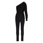 One-Shoulder Ruched Jumpsuit Saint Laurent , Black , Dames