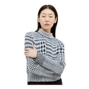 Houndstooth Wolmix Trui Burberry , Gray , Dames