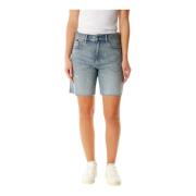 Hoge Taille Denim Bermuda Shorts G-star , Blue , Dames