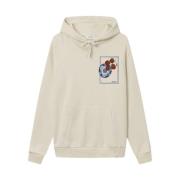 Zware Katoenen Hoodie met Print Les Deux , Beige , Heren