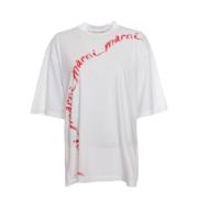 Rib T-shirt met Oversized Schouders Marni , White , Heren
