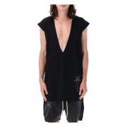 Zwarte Dylan T V-Hals Mouwloos T-Shirt Rick Owens , Black , Heren