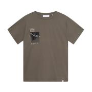 Artwork Print Katoen T-Shirt Les Deux , Brown , Heren