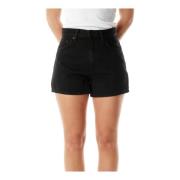 Hoge Taille Wijde Pijp Denim Shorts Nudie Jeans , Black , Dames