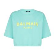 T-shirt met Paris print Balmain , Blue , Dames