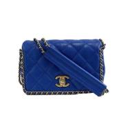 Pre-owned Leather crossbody-bags Chanel Vintage , Blue , Dames