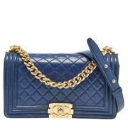 Pre-owned Leather chanel-bags Chanel Vintage , Blue , Dames