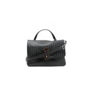 Zwarte Leren Handtas Postina Daily Zanellato , Black , Dames