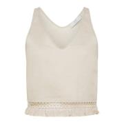 Retro Beige Tops Collectie Seventy , Beige , Dames